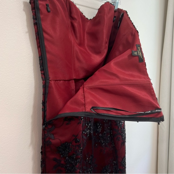 Betsy Johnson Evening Vintage Strapless Mini Dress Red Black Lace Bead Sequin, 6 - Picture 8 of 14